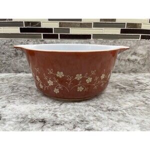 Rust Red PYREX 1.5 Liter (Quart) Trailing Flower Casserole Dish  - 474B NO LID